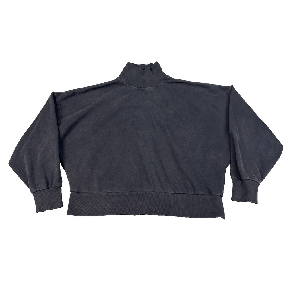 The North Face Womens M Mock Neck Cropped Sweatshirt Black Pullover Fleece